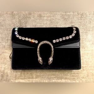 Gucci Black Crossbody Bag with Crystal Embellishments